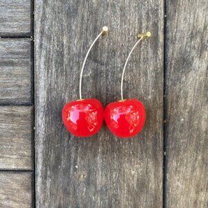 Adorable Anthropologie Red Cherry Earrings | Perfect for the holidays!
